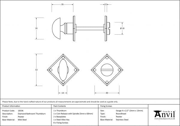 Pewter Diamond Bathroom Thumbturn 3