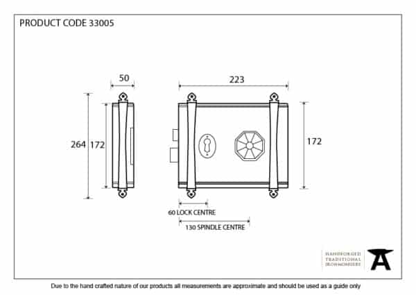 Black Oak Box Lock & Octagonal Knob Set 3