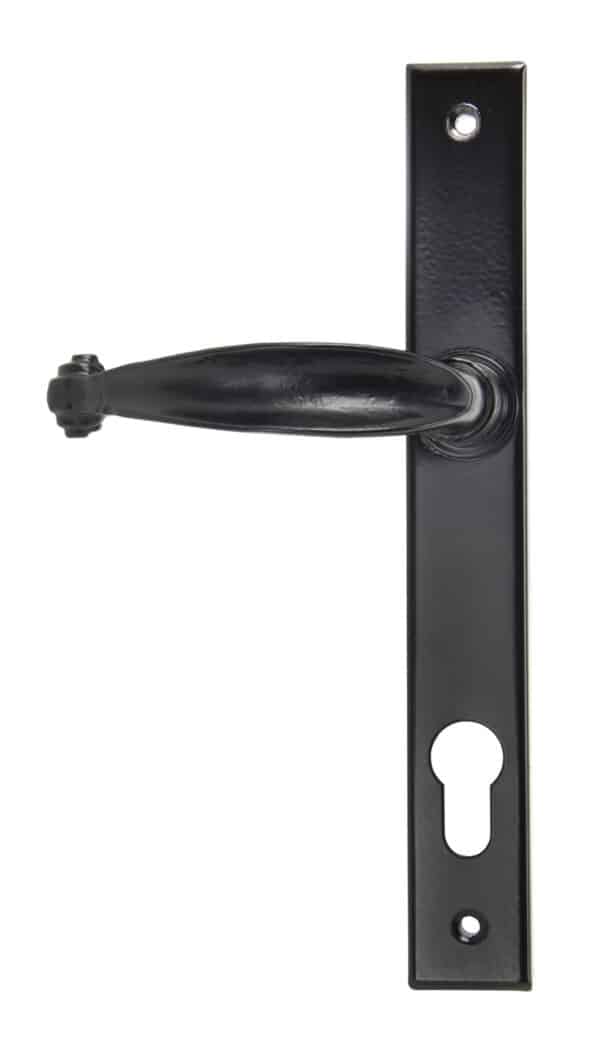 Black Cottage Slimline Lever Espag. Lock Set 2