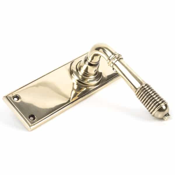 Aged Brass Reeded Lever Latch Set 2