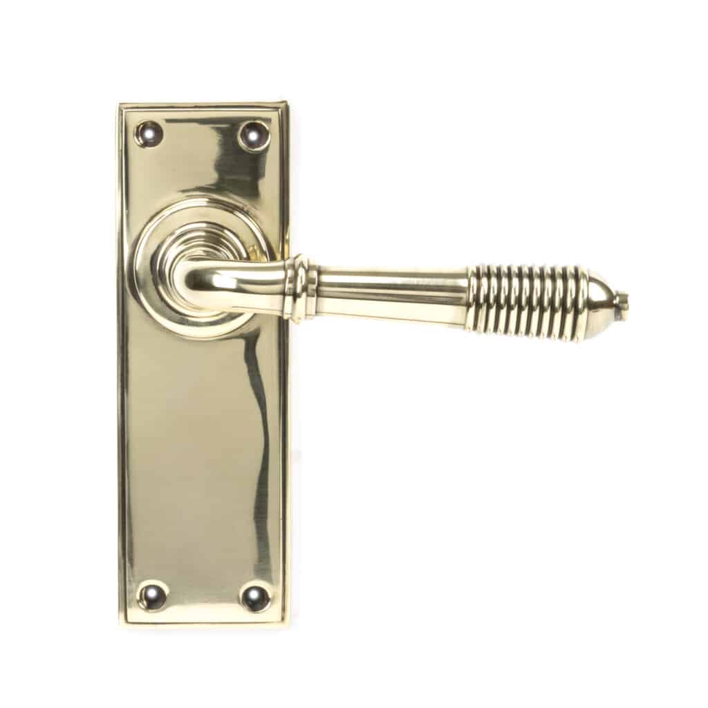 Aged Brass Reeded Lever Latch Set 1