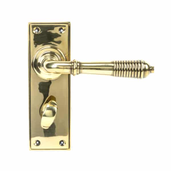 Aged Brass Reeded Lever Bathroom Set 1