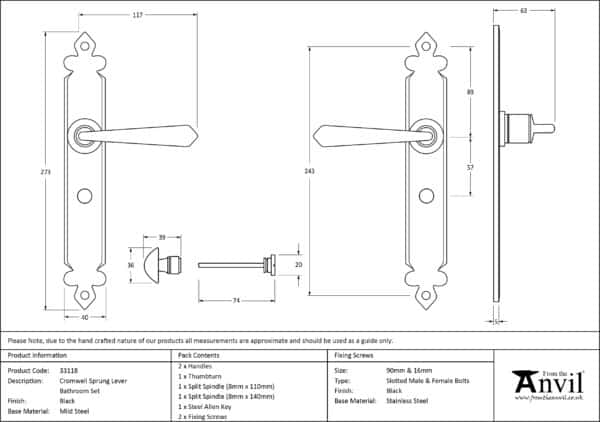 Black Cromwell Lever Bathroom Set 2