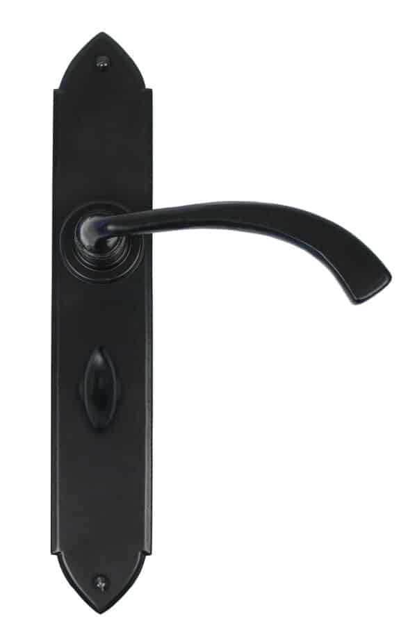 Black Gothic Curved Sprung Lever Bathroom Set 1