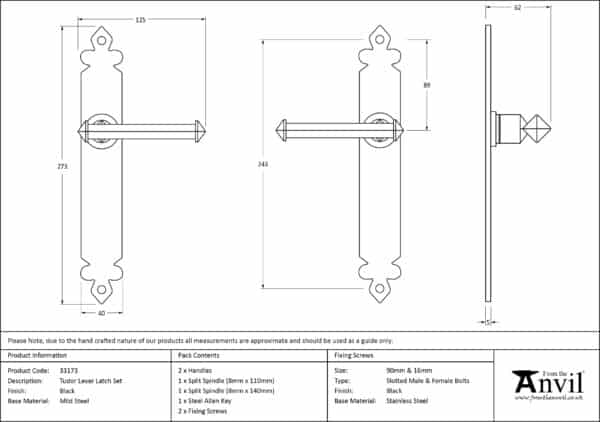 Black Tudor Lever Latch Set 2