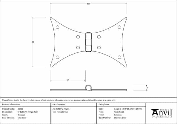 Beeswax 5" Butterfly Hinge (pair) 3