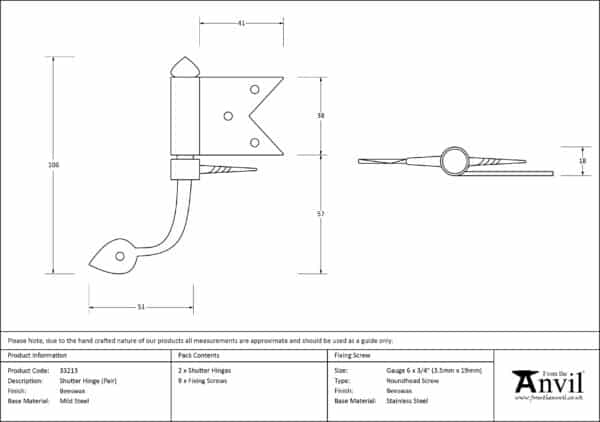 Beeswax Shutter Hinge (pair) 3