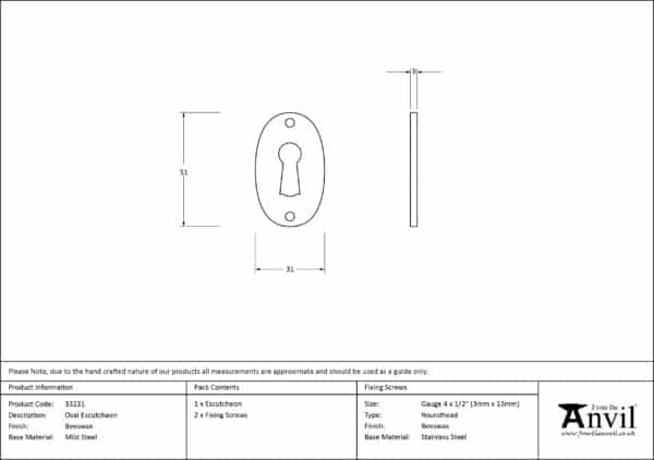 Beeswax Oval Escutcheon 2