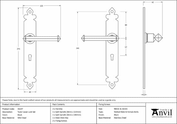 Black Tudor Lever Lock Set 2