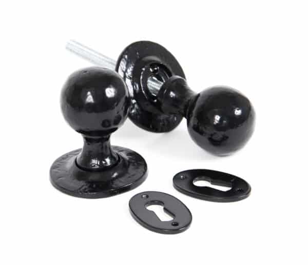 Black Round Mortice/Rim Knob Set 1