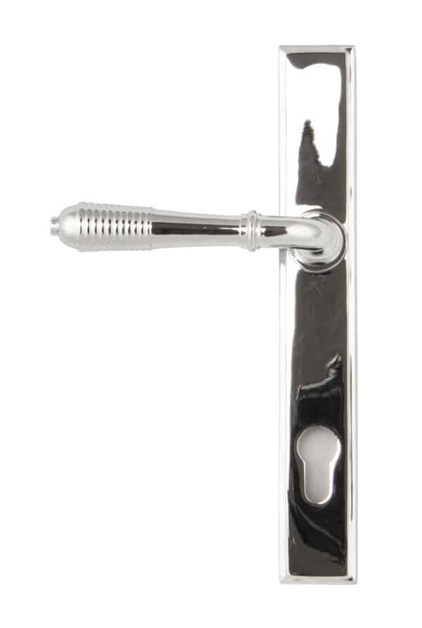 Polished Chrome Reeded Slimline Lever Espag. Lock Set 2