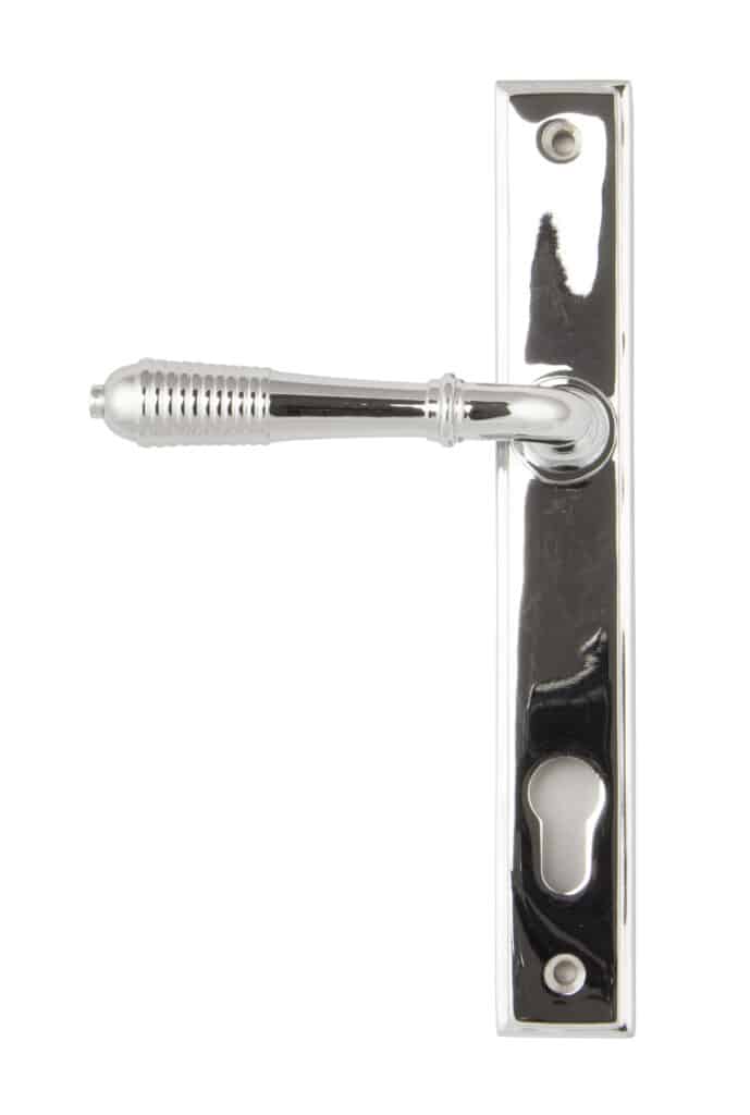 Polished Chrome Reeded Slimline Lever Espag. Lock Set 1