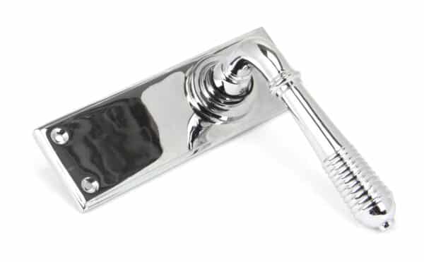 Polished Chrome Reeded Lever Latch Set 2