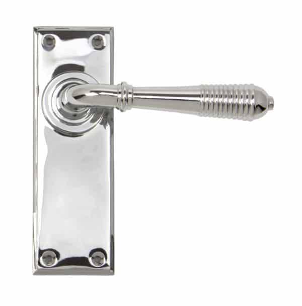 Polished Chrome Reeded Lever Latch Set 1