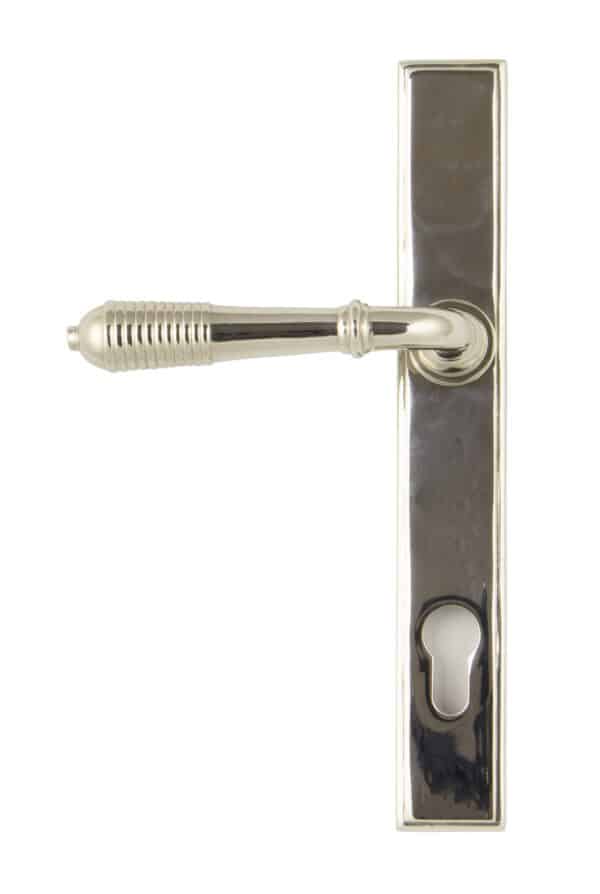 Polished Nickel Reeded Slimline Lever Espag. Lock Set 2