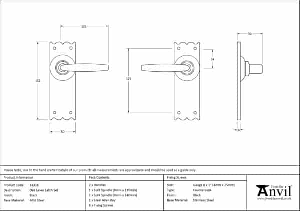 Black Oak Lever Latch Set 2