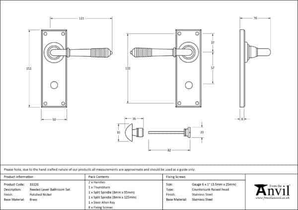 Polished Nickel Reeded Lever Bathroom Set 3