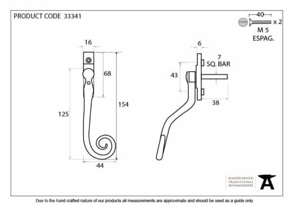 Black Large 16mm Monkeytail Espag - RH 3