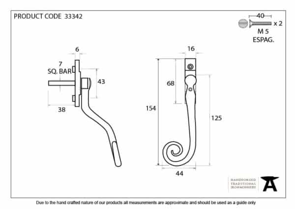 Black Large 16mm Monkeytail Espag - LH 3