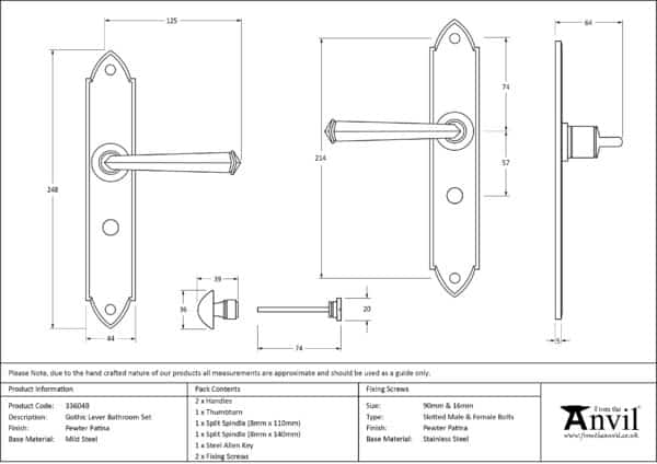 Pewter Gothic Lever Bathroom Set 2