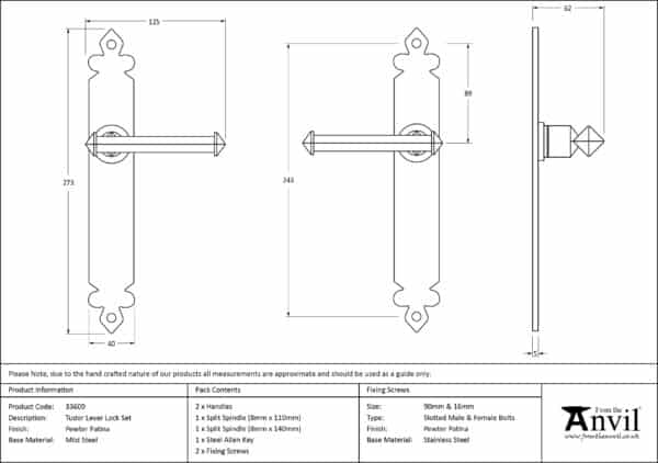 Pewter Tudor Lever Latch Set 2