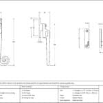 Pewter Locking Night-Vent Monkeytail Fastener - RH 3