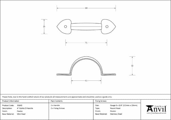 Pewter 4" Gothic D Handle 3