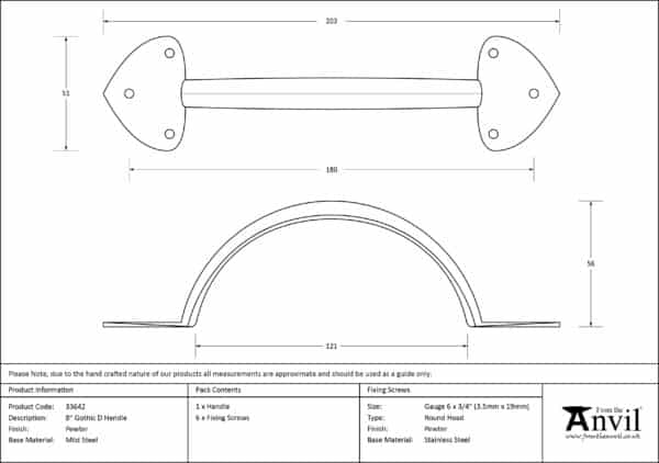 Pewter 8" Gothic D Handle 3