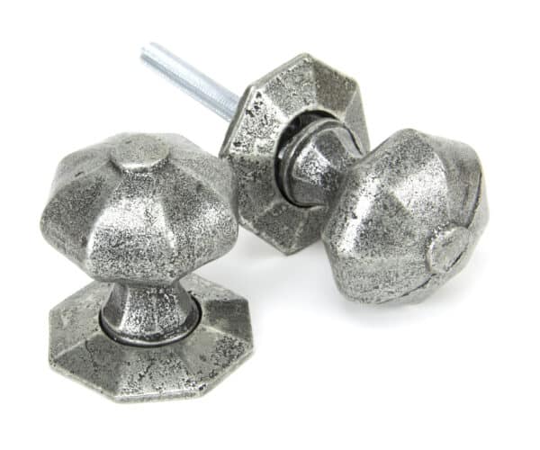 Pewter Octagonal Mortice/Rim Knob Set 2