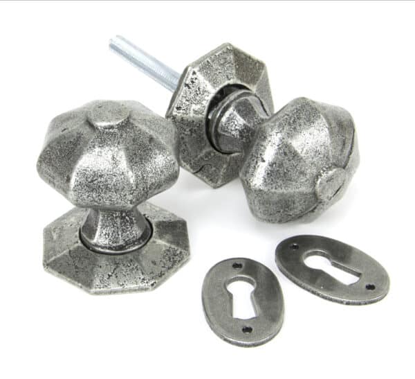 Pewter Octagonal Mortice/Rim Knob Set 1