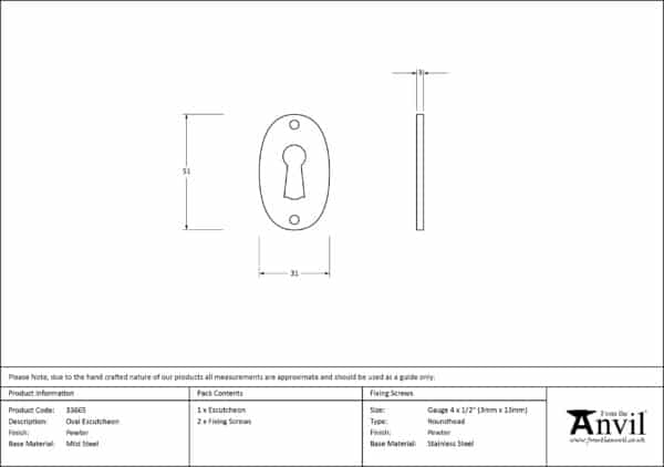 Pewter Oval Escutcheon 2