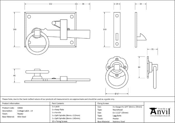 Pewter Cottage Latch - LH 2