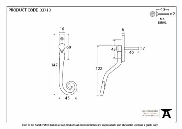 Pewter 16mm Monkeytail Espag - RH 3