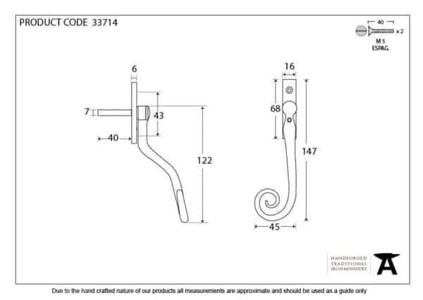 Pewter 16mm Monkeytail Espag - LH 3