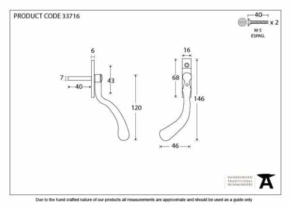 Pewter 16mm Peardrop Espag - LH 3