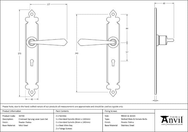 Pewter Cromwell Lever Lock Set 2