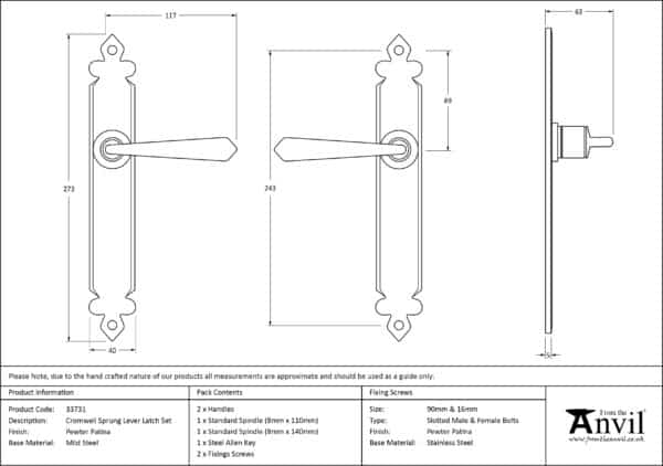 Pewter Cromwell Lever Latch Set 2