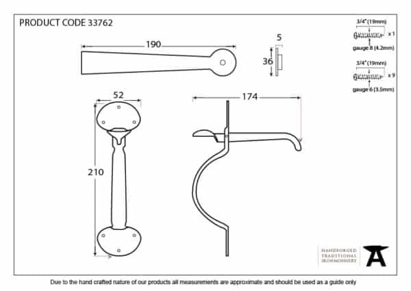 Pewter XL Medium Bean Thumblatch 2