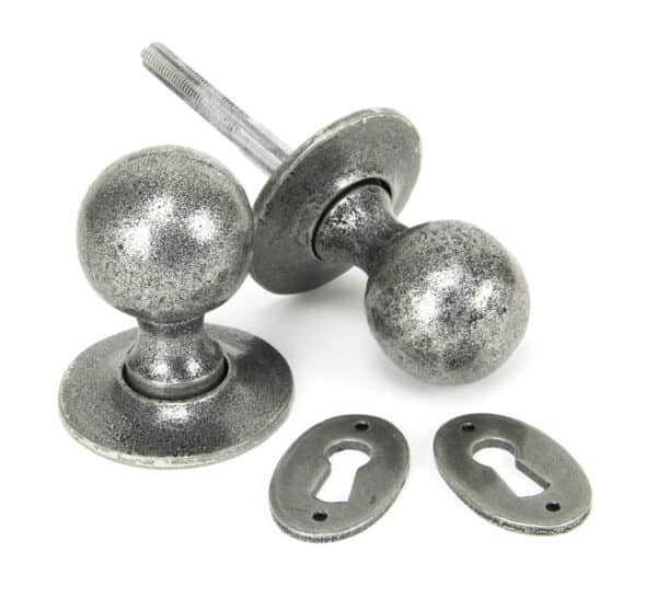 Pewter Round Mortice/Rim Knob Set 1