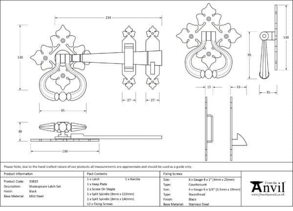 Black Shakespeare Latch Set 2