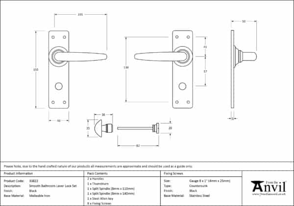 Black Smooth Lever Bathroom Set 3