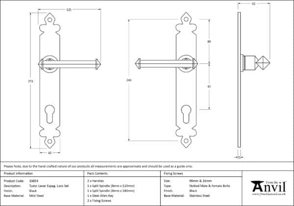 Beeswax Tudor Lever Espag. Lock Set 2