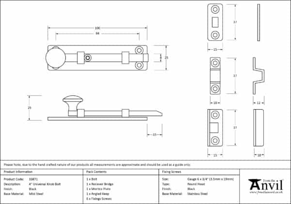 Black 4" Universal Knob Bolt 2