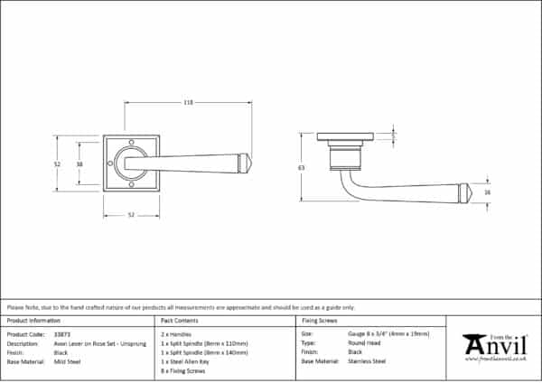 Black Avon Lever on Rose Set Unsprung 2