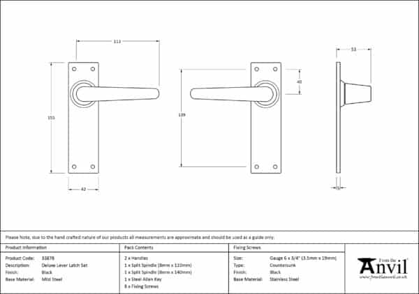 Black Deluxe Lever Latch Set 3