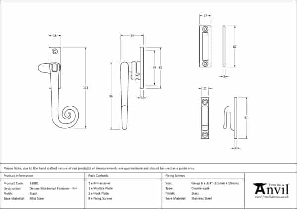 Black Locking Deluxe Monkeytail Fastener - RH 2