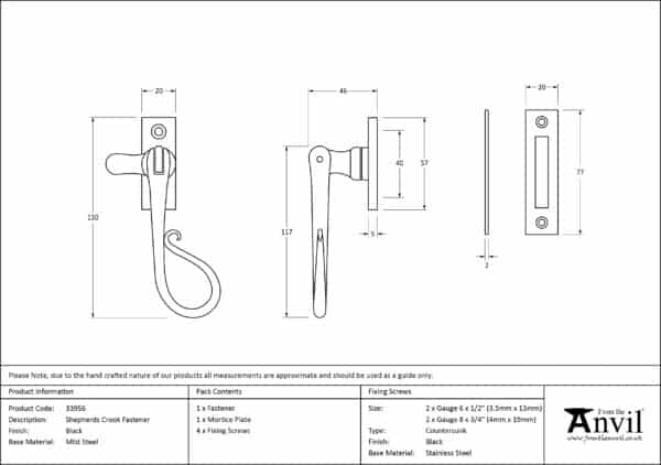 Black Shepherd's Crook Fastener 3