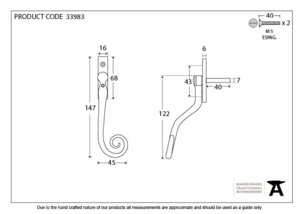 Black 16mm Monkeytail Espag - RH 3