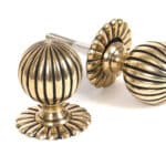 Aged Brass Flower Mortice/Rim Knob Set 1