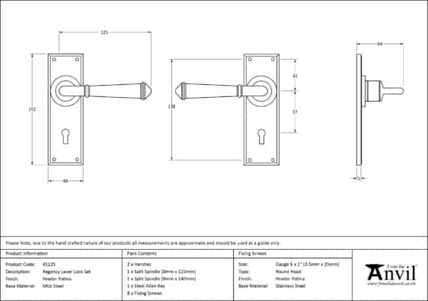 Pewter Regency Lever Lock set 3